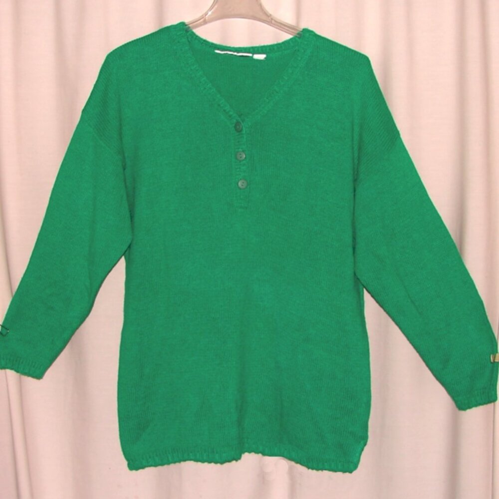 Vtg International Sportswear Oversized Knit Sweater Tunic TOP, Size 2X-3X Green